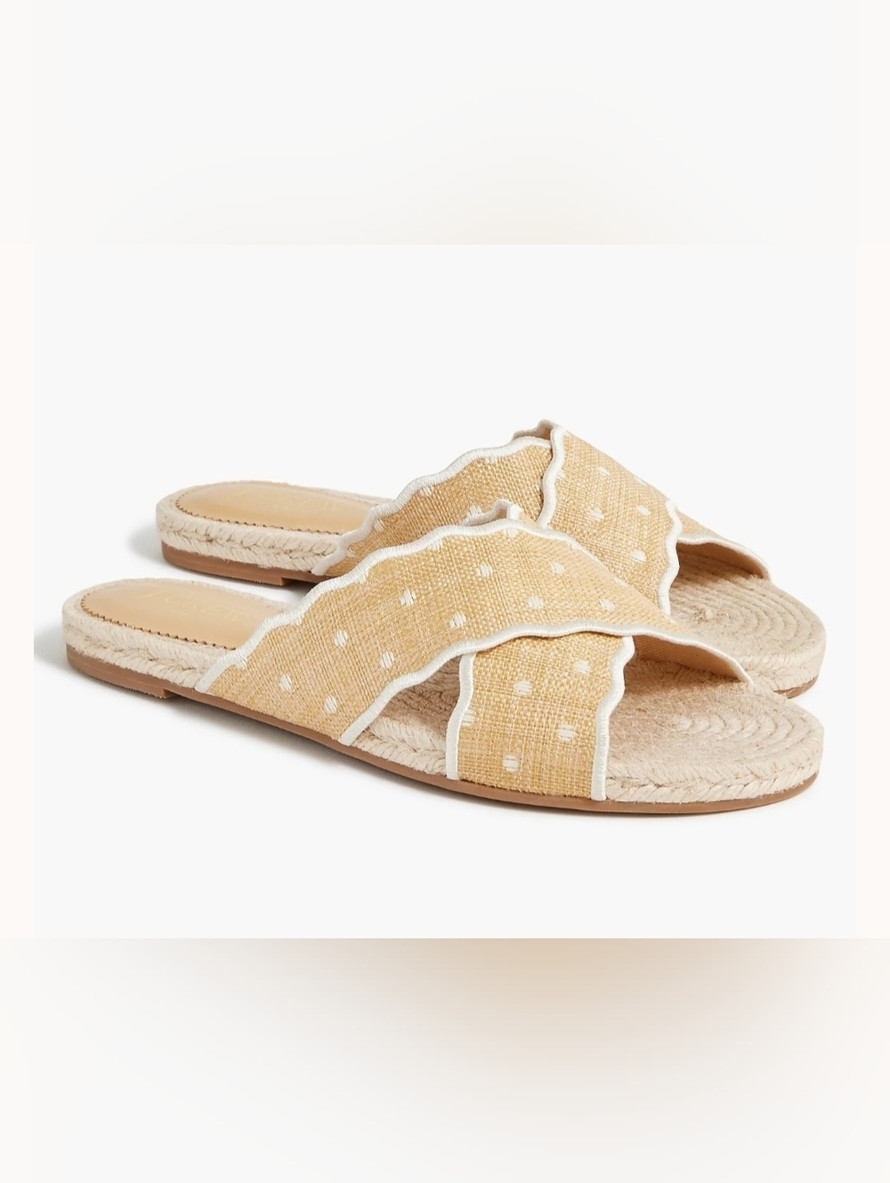 J. Crew Factory Scalloped Polka Dot Slip On Sandals Size 7.5